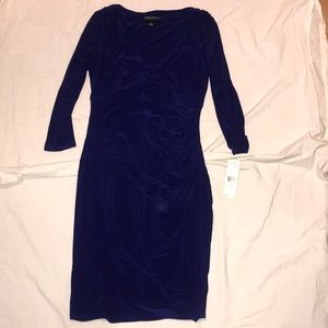 Ralph Lauren blue jersey drape dress wrap V neck